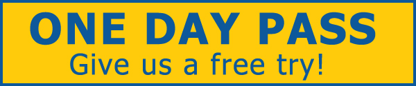Button and link to a 'One Day Pass, Give us a free try" coupon to visit Access Fitness in Bozeman.